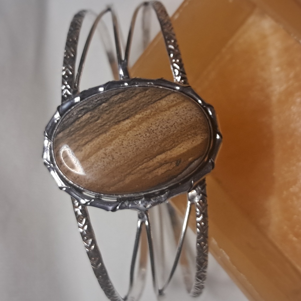 Natural Picture Jasper cuff bracelet